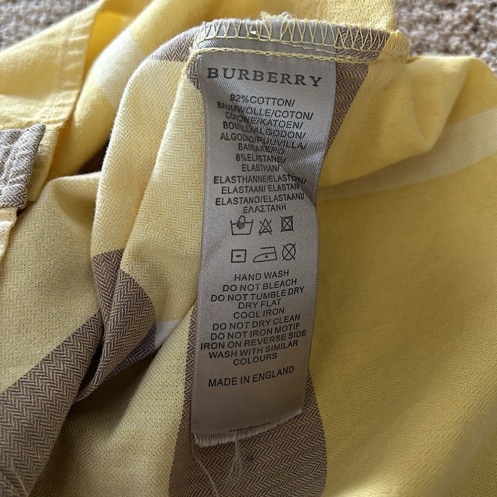 Burberry Brit Sunny Yellow/Grey Plaid Short Sleeve Shirt Top **Size L** 🌼🌼 - Picture 6 of 7